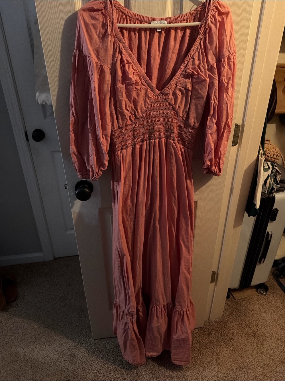 Boho Rose Smocked Maxi Dress
